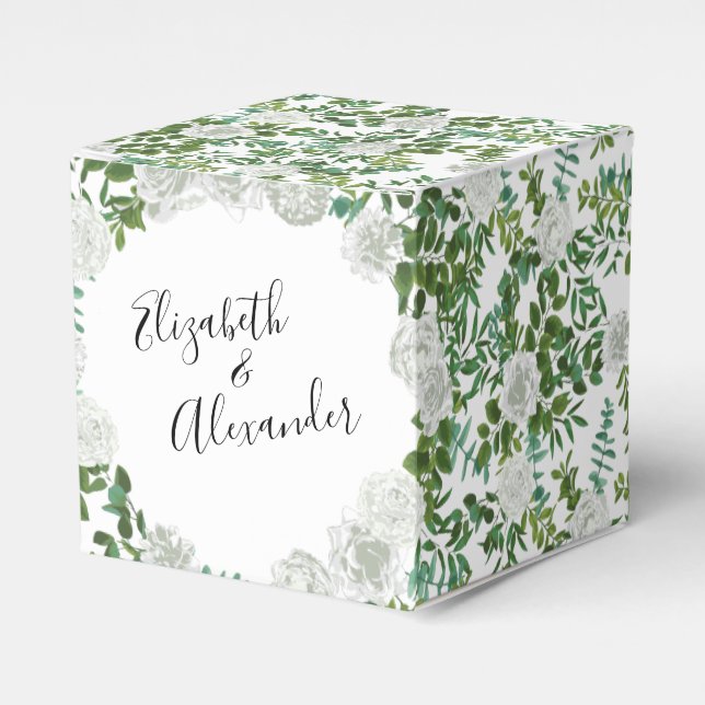 Svarta havet och Vit ros Blommigten Bröllop Presentaskar (Framsidan Sidan)