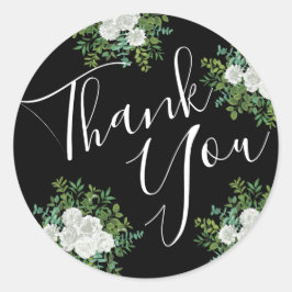 Svarta havet och Vit ros Blommigten Bröllop Runt Klistermärke