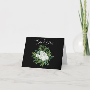 Svarta havet och Vit ros Blommigten Bröllop Tack Kort
