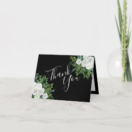 Svarta havet och Vit ros Blommigten Bröllop Tack Kort