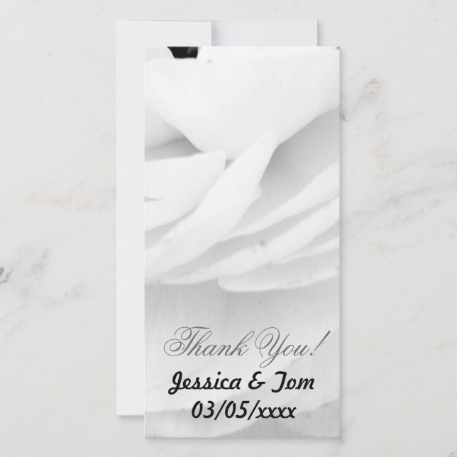 Svarta havet och Vit ros bröllop Tack Kort (Framsida)