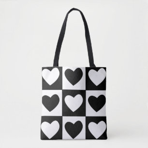 Svarta Hearts Valentines day Mönster Tygkasse