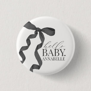 Svarta Hello Baby Bow Girl Baby Shower presenter Knapp