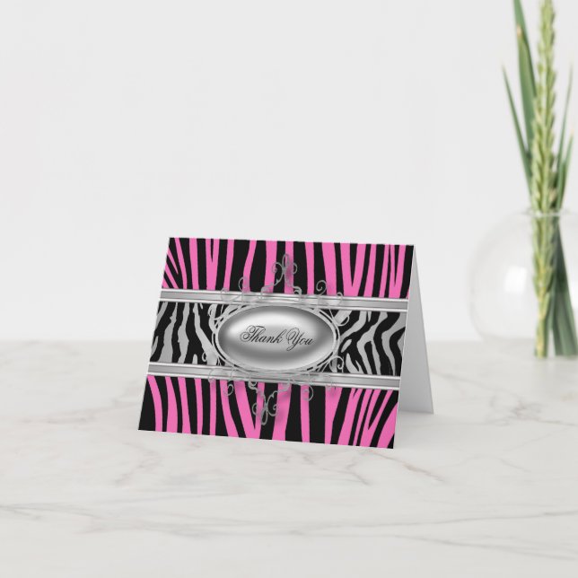 Svarta heta rosa zebra tackkort (Framsida)