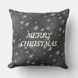 Svarta Himlar med vit och Grått Snöflingor, ZSSG Kudde