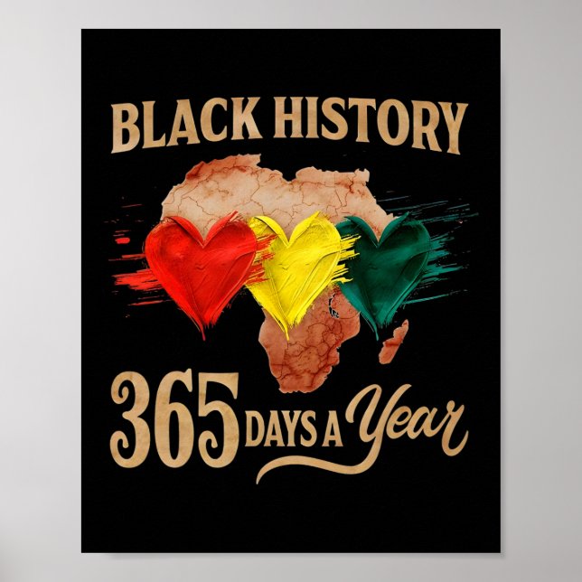 Svarta historiemånaden 365 dagar karta Afro Afroam Poster (Framsidan)