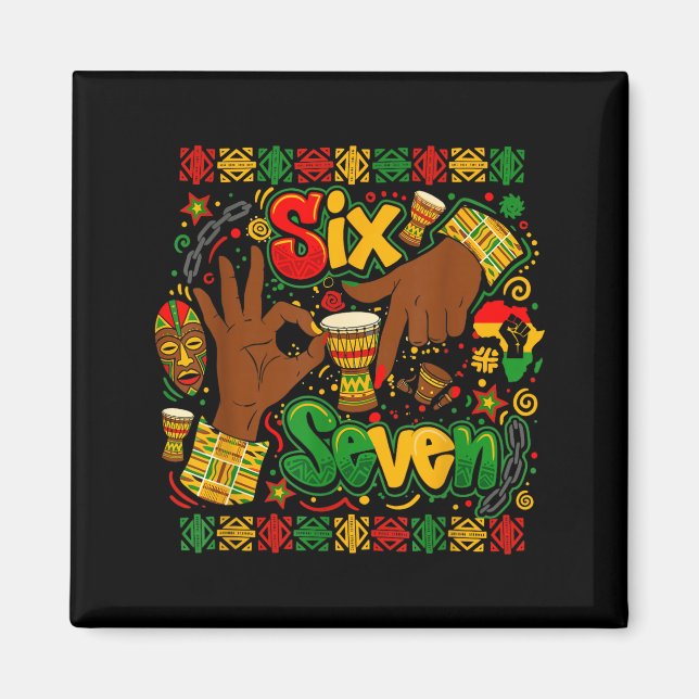 Svarta historiemånaden 67 Six Seven Meme Afroameri Magnet (Framsidan)