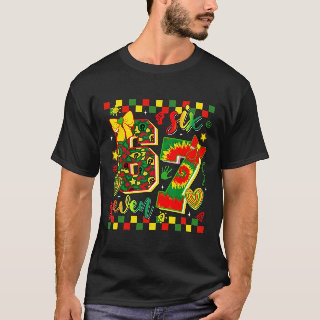 Svarta historiemånaden 67 Six Seven Meme Afroameri T Shirt (Framsida)