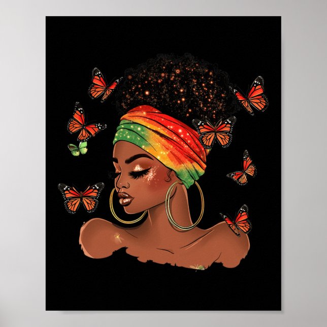 Svarta historiemånaden Afroamerikansk fjäril Jun Poster (Framsidan)