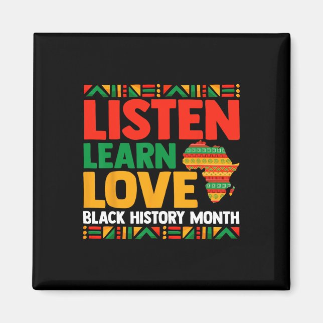Svarta historiemånaden Juneteenth Lyssna Lär Dig Ä Magnet (Framsidan)