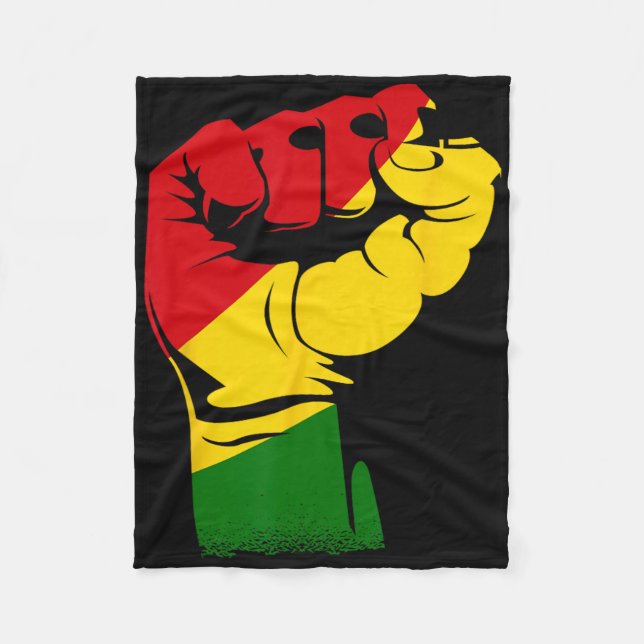 Svarta historiemånaden Kraftfull näve Afrika Afrik Fleecefilt (Framsidan)