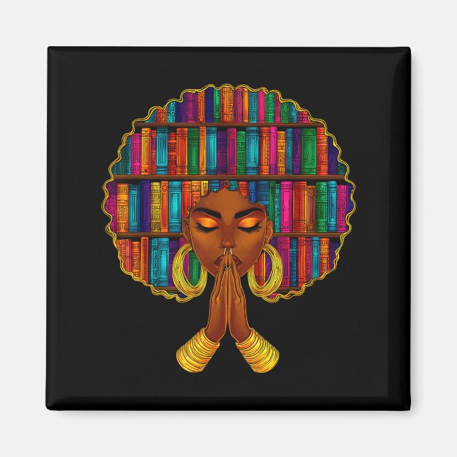 Svarta historiemånadens afro bokillustration magnet (Framsidan)