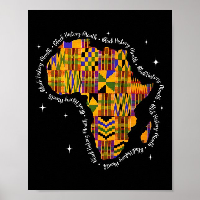 Svarta historiemånadens färgglada Afrika-karta Ken Poster (Framsidan)