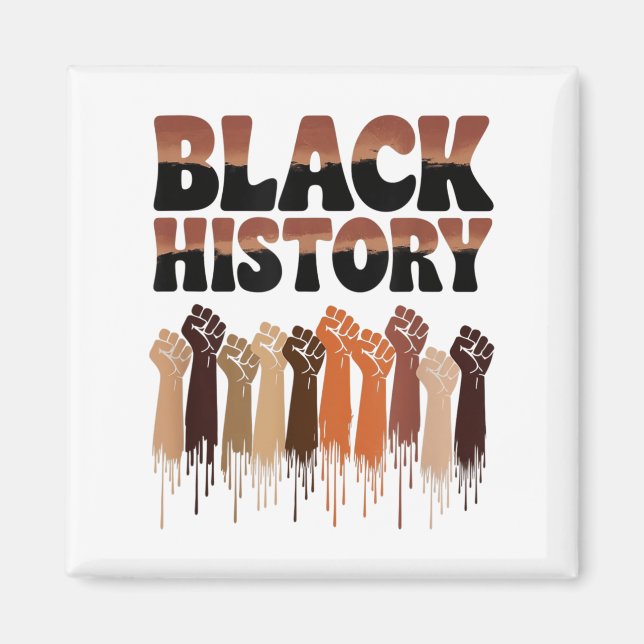 Svarta historiemånadens händer Symbol Afro Motivat Magnet (Framsidan)