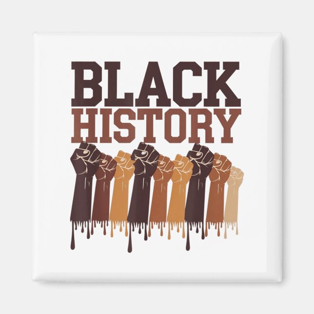 Svarta historiemånadens händer Symbol Afro Motivat Magnet (Framsidan)