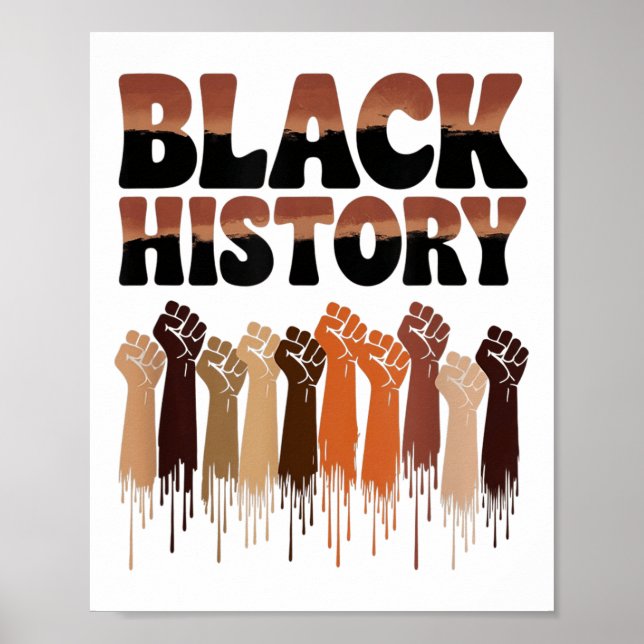 Svarta historiemånadens händer symbol afro motivat poster (Framsidan)