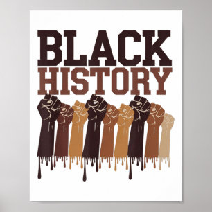 Svarta historiemånadens händer Symbol Afro Motivat Poster