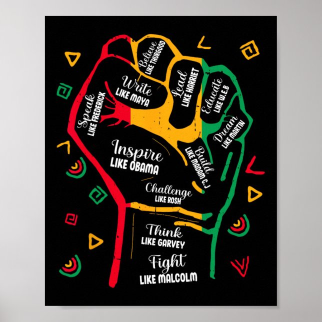 Svarta historiemånadens knytnäve Black Power-outfi Poster (Framsidan)