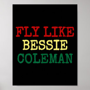 Svarta historiemånadens T-shirt Bessie Coleman Pil Poster