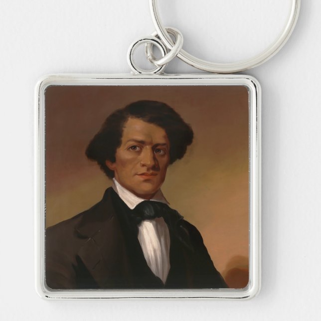 Svarta historien: Fred Douglass medborgerliga rätt Fyrkantig Silverfärgad Nyckelring (Framsidan)