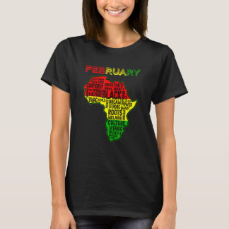 Svarta historiens månad Afrikas Karta Färg T Shirt