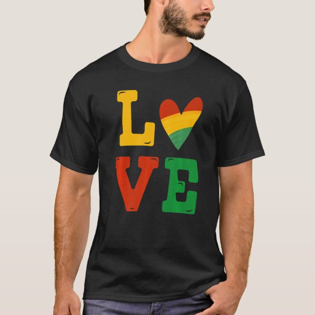 Svarta historiens månad Kärlek Afrika Afrikas Mana T Shirt (Framsida)