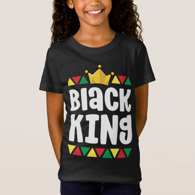 Svarta historik för boys Kids Black Kung African P T Shirt (Framsida)