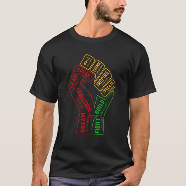 Svarta historikmånader - inspirerande svarta ledar t shirt (Framsida)