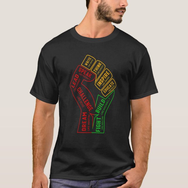 Svarta historikmånader - inspirerande svarta ledar t shirt (Framsida)