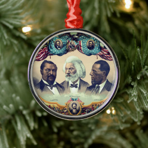 Svarta historiska ikoner: Med Frederick Douglass Julgransprydnad Metall
