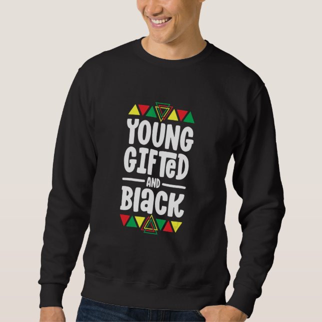 Svarta historiska t-shirts för unga begåvade barn lång ärmad tröja (Framsida)
