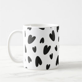 svarta hjärtan mönster kaffemugg