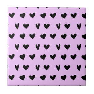 Svarta hjärtans vackra mönster God Valentine Kakelplatta