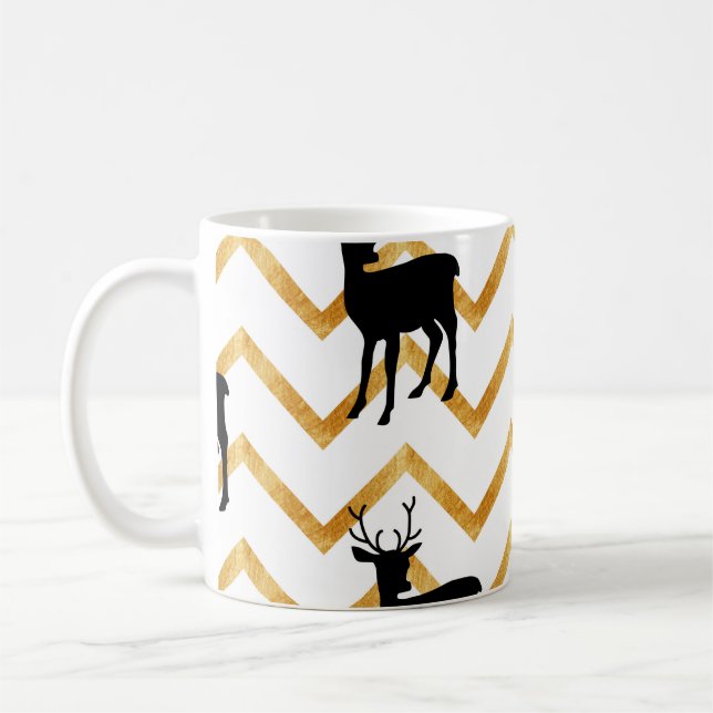 Svarta hjortar, gul texturmönster. kaffemugg (Vänster)