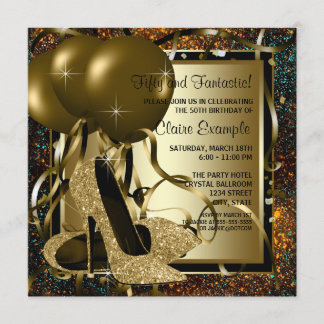 Svarta högklackade skor för kvinnors födelsedagsfi inbjudningar