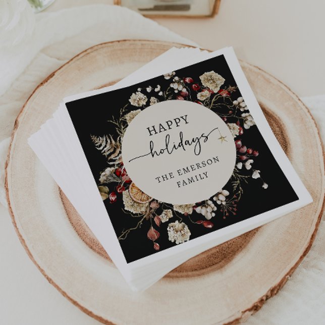 Svarta Holiday-servetter  Pappersservett (Black Holiday Napkins
)