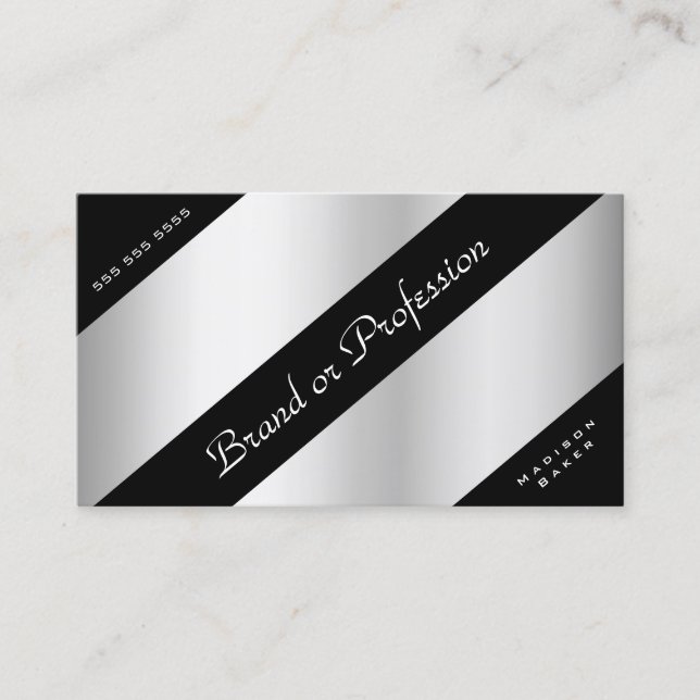 Svarta hörn i elegant Silver öppnar öppettider Visitkort (Framsida)