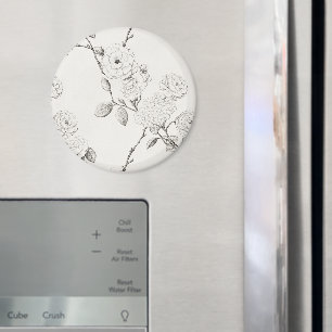 Svarta Höstblommor i Kräm Magnet