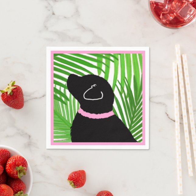 Svarta Hund Napkins grönt Träd Pappersservett (Insitu)