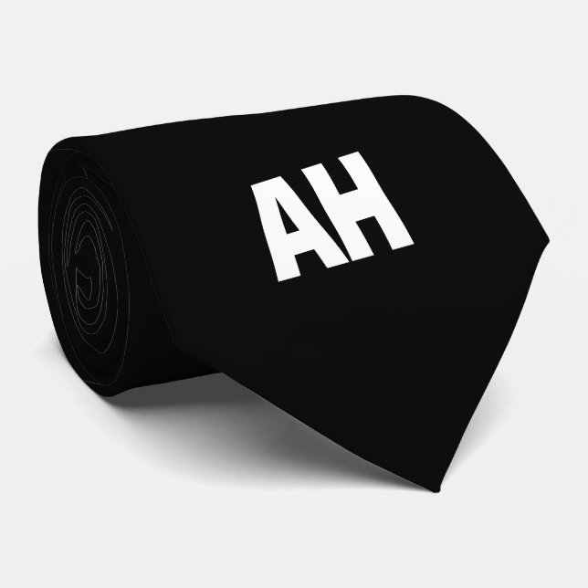 Svarta initialer bröllopsgäster monogram monogramm slips (Rullad)