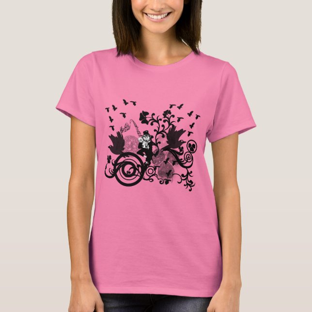 Svarta irländska virvlar och läskappar tee shirt (Framsida)