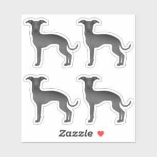 Svarta italienska mops tecknade hundillustrationer klistermärken