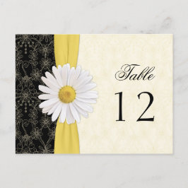 Svarta, ivorianska, Guld, vita Daisyn Bröllop Bord Vykort
