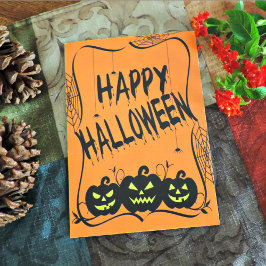 Svarta Jack O' Lanterns & Spindlar Halloween-kort Helgkort