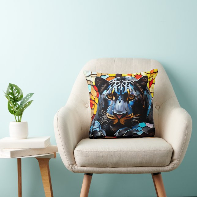 Svarta Jagua Mosaic-glaset Kudde (Stol)