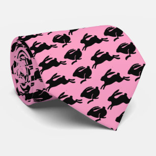 Svarta kaniner som hoppar Rosa påskmode Slips