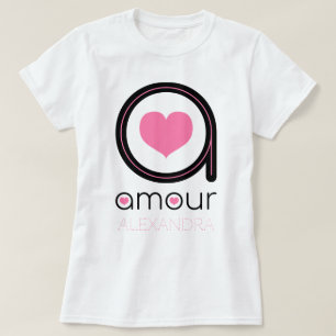 Svarta Kärlek Kärlek, Rosa Heart, Namn anpassat T Shirt