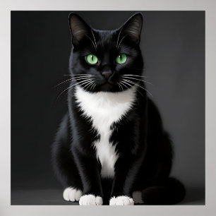 Svarta Katt Emerald Ögon Poster