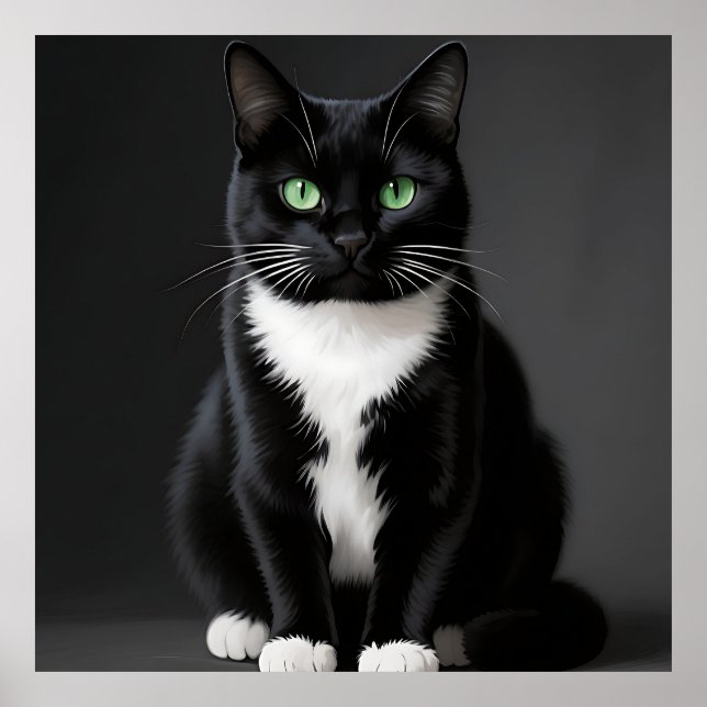 Svarta Katt Emerald Ögon Poster (Framsidan)
