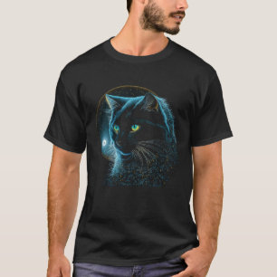 Svarta Katt Galaxy Moon Grafiska Tees Män Kvinnor T Shirt